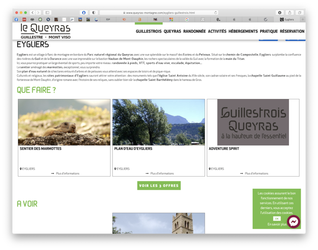 Page Eygliers - site de l'Office de Tourisme