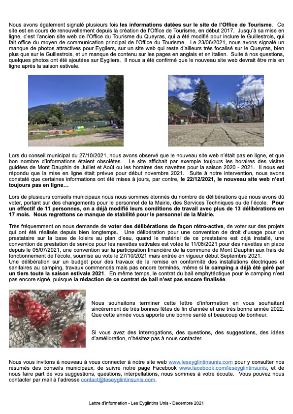 Lettre d'information Eygliers